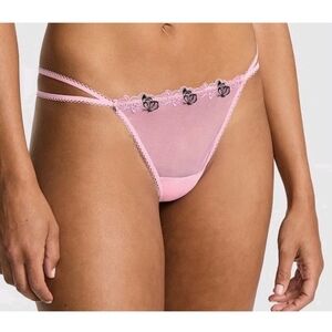 New VICTORIA’S SECRET 💕 PINK Wink Strappy Thong Panty Butterfly Lollipop Pink L